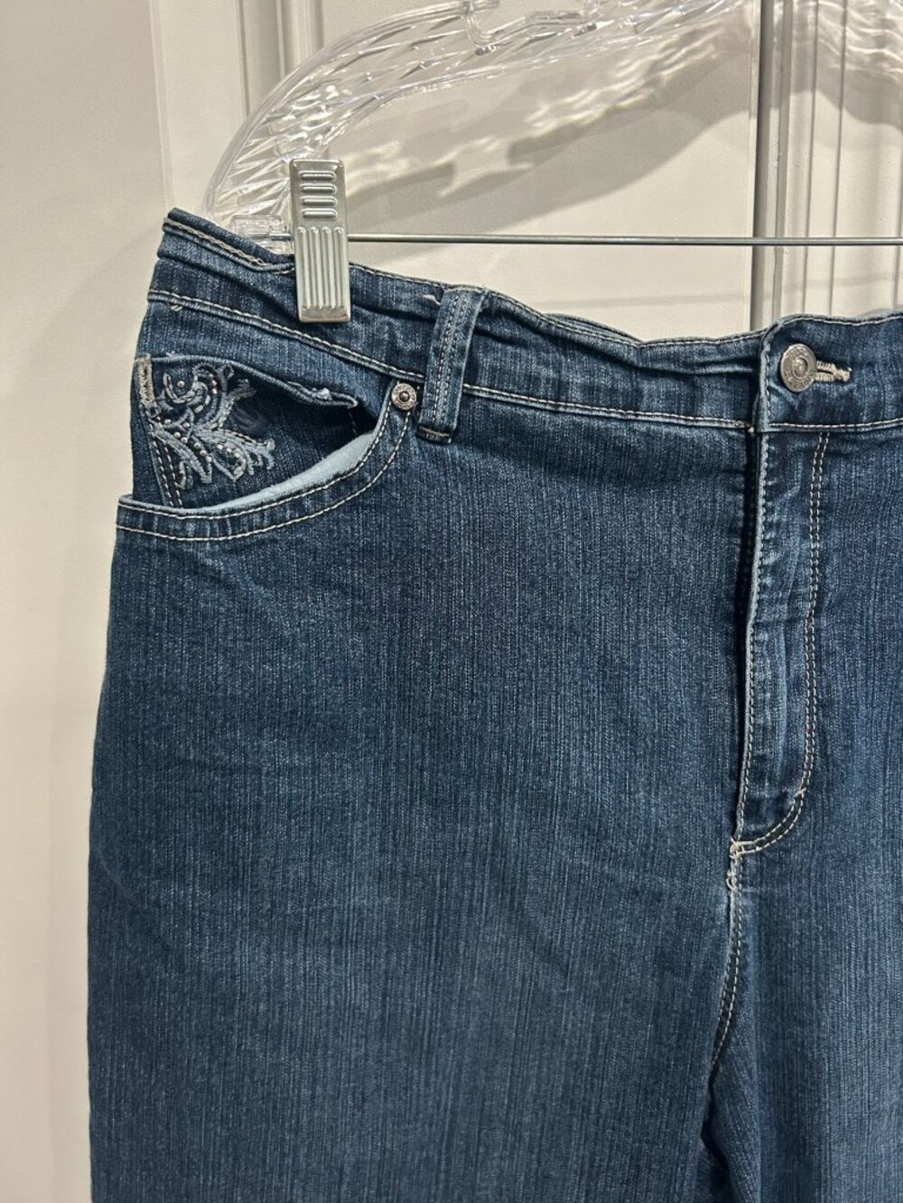 Gloria Vanderbilt 16 Denim Bermuda Shorts Embellished Pockets Boho Soft Girl - Picture 4 of 11